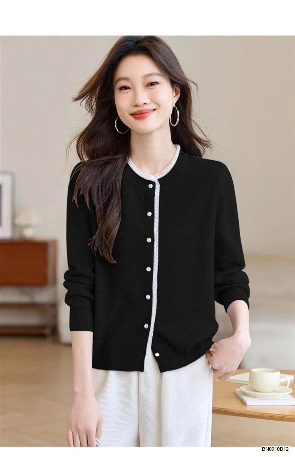 ÁO KHOÁC LEN NỮ VIỀN REN