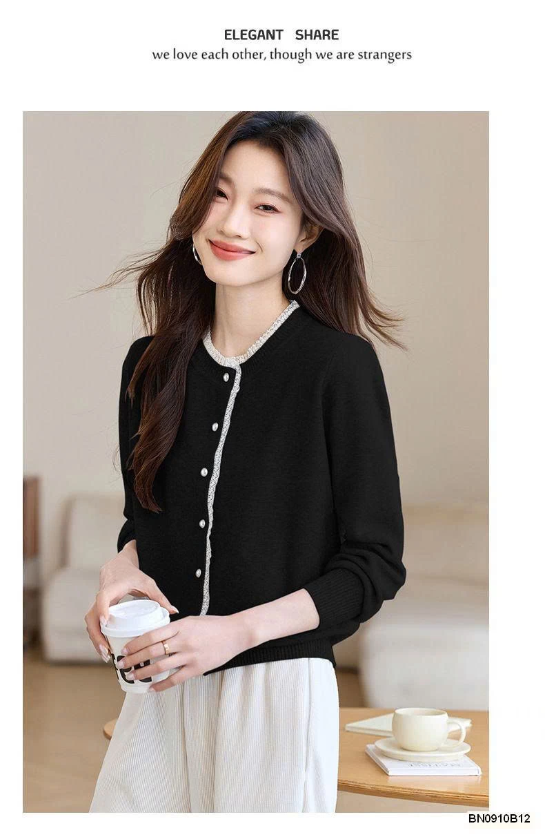 ÁO KHOÁC LEN NỮ VIỀN REN