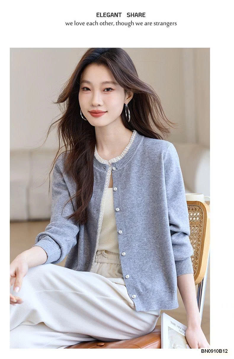 ÁO KHOÁC LEN NỮ VIỀN REN