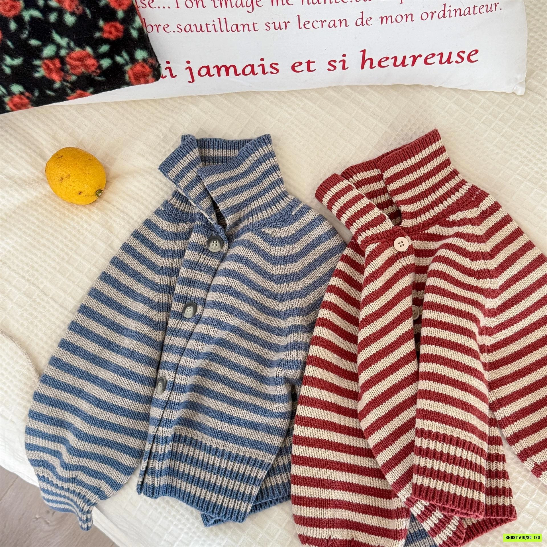 KHOÁC LEN DỆT KẺ NGANG ADBBY