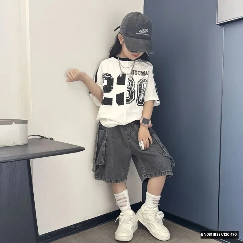 SÉT ÁO THUN SỐ 23 MIX SHORT JEAN ĐEN