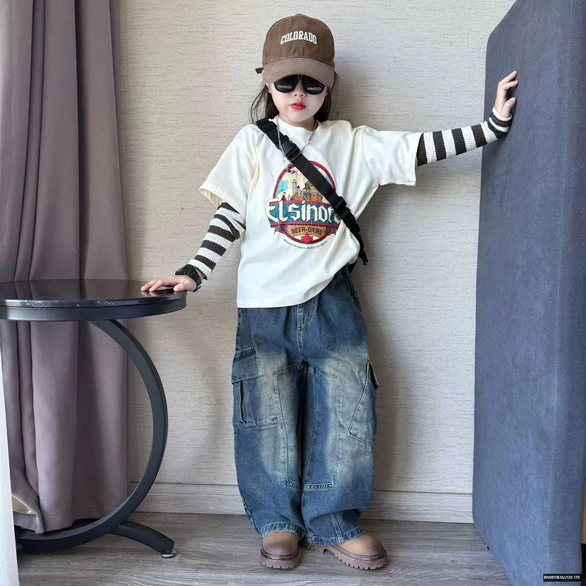 SÉT ÁO THUN TAY NỐI MIX QUẦN JEAN TÚI HỘP