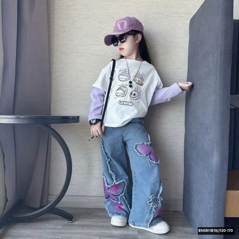 SÉT ÁO THUN LABUBU MIX QUẦN JEAN BƯỚM