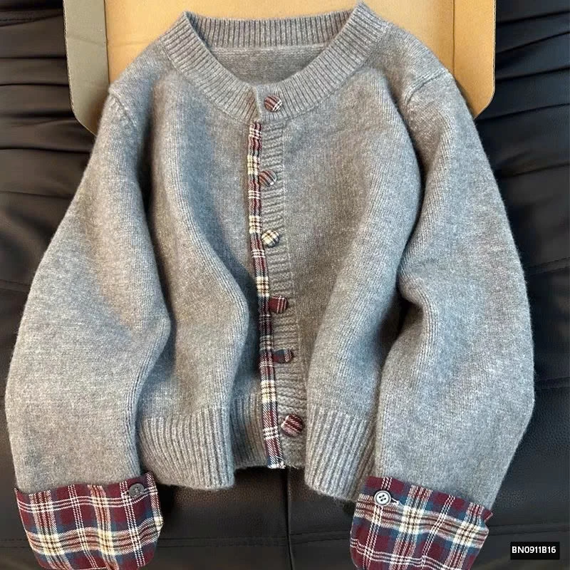 ÁO LEN PHỐI TAY CARO