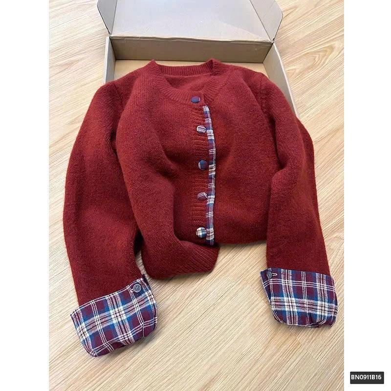 ÁO LEN PHỐI TAY CARO