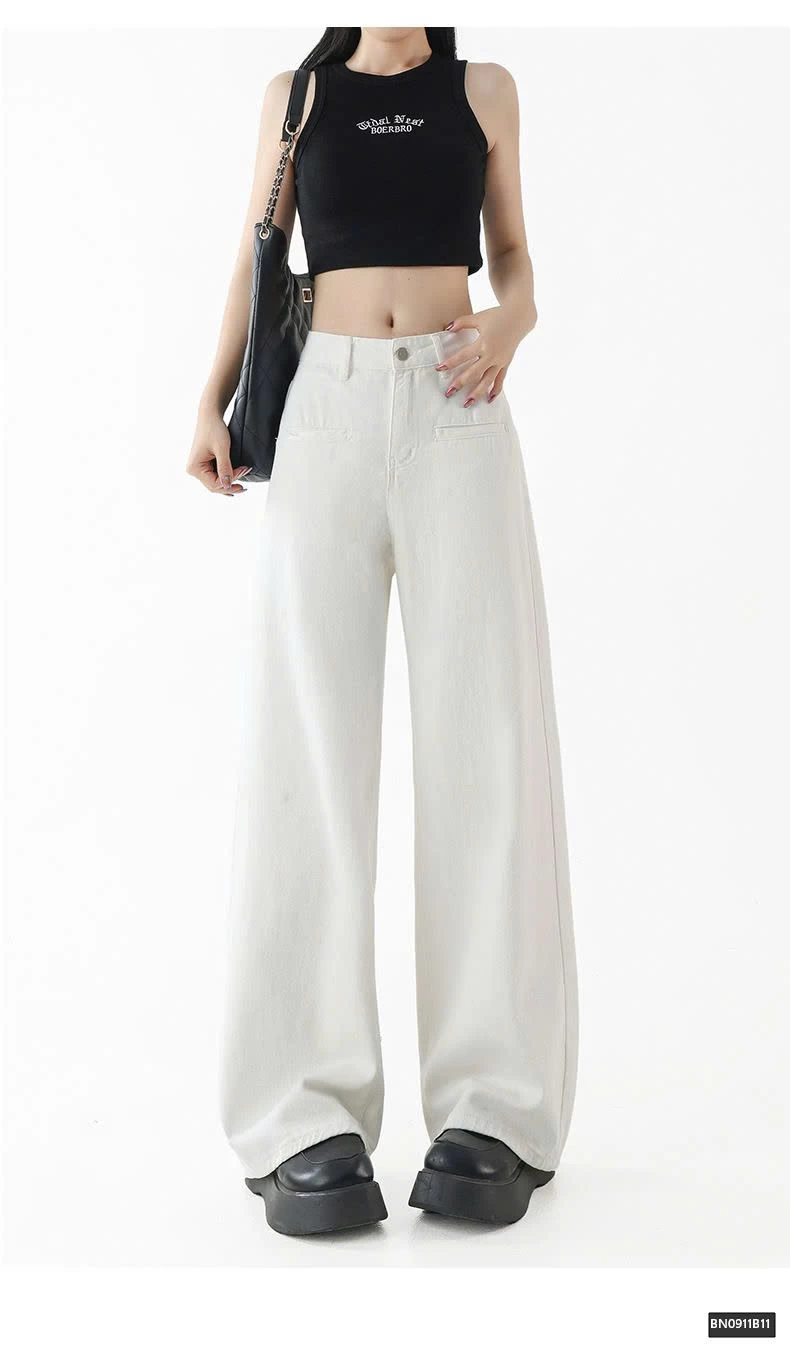 QUẦN JEAN TRẮNG  DÁNG SUÔNG