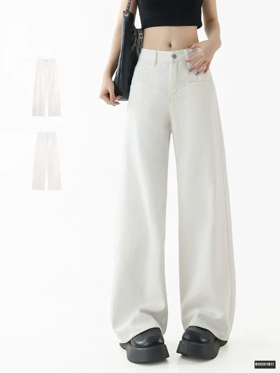 QUẦN JEAN TRẮNG  DÁNG SUÔNG