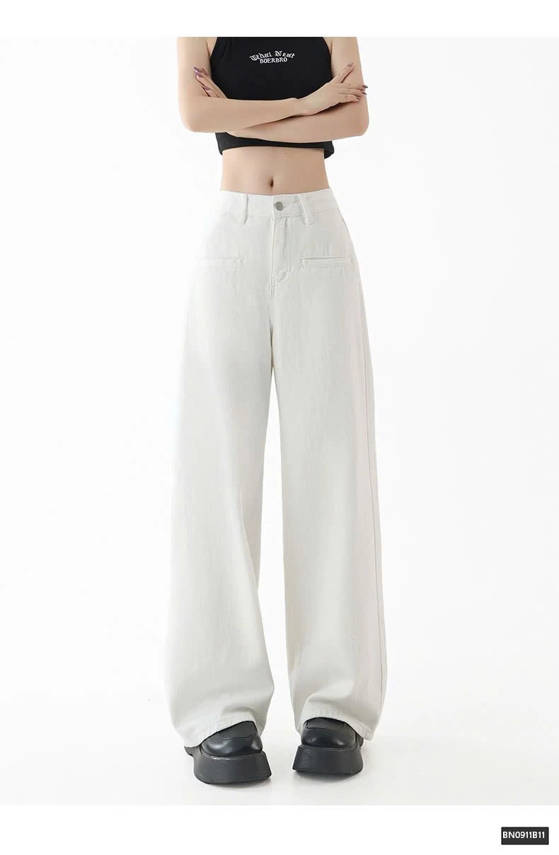 QUẦN JEAN TRẮNG  DÁNG SUÔNG