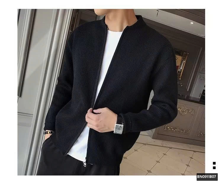 ÁO KHOÁC LEN GÂN TRƠN MÀU CỔ TRÒN