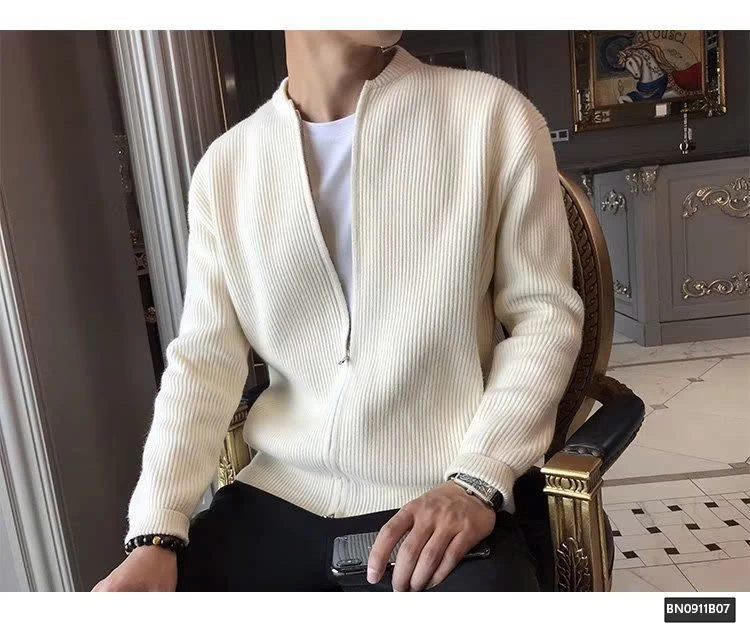 ÁO KHOÁC LEN GÂN TRƠN MÀU CỔ TRÒN