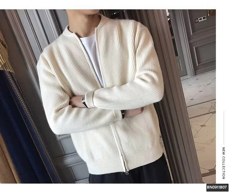 ÁO KHOÁC LEN GÂN TRƠN MÀU CỔ TRÒN