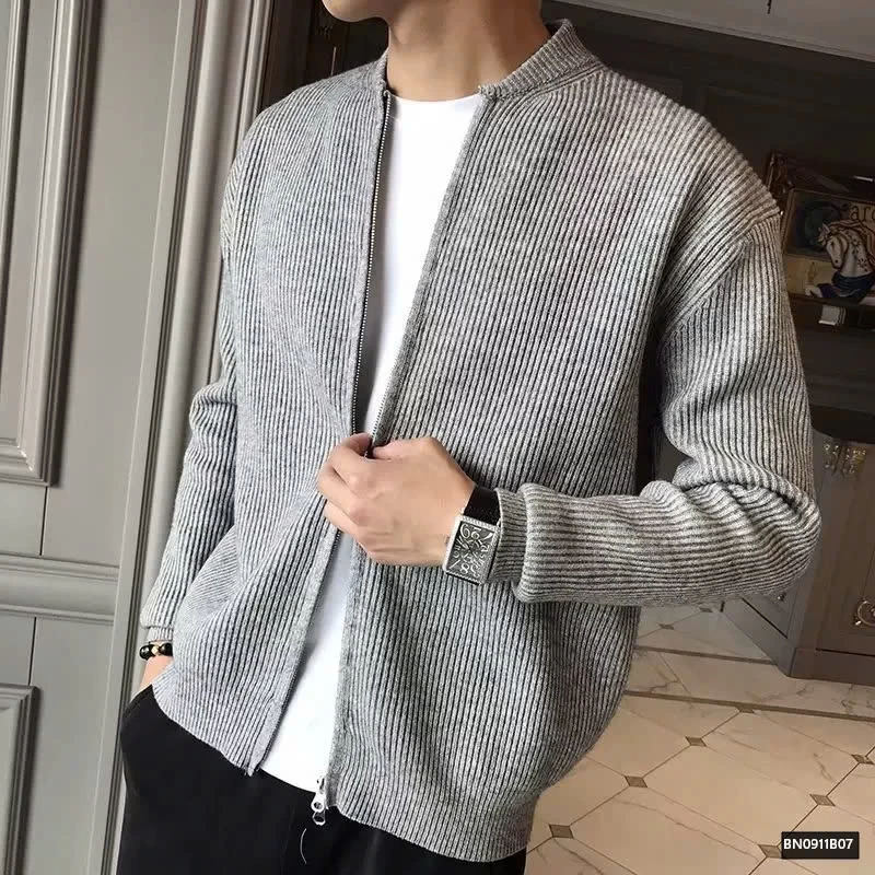 ÁO KHOÁC LEN GÂN TRƠN MÀU CỔ TRÒN