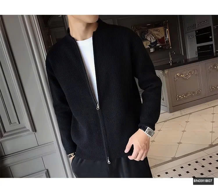 ÁO KHOÁC LEN GÂN TRƠN MÀU CỔ TRÒN