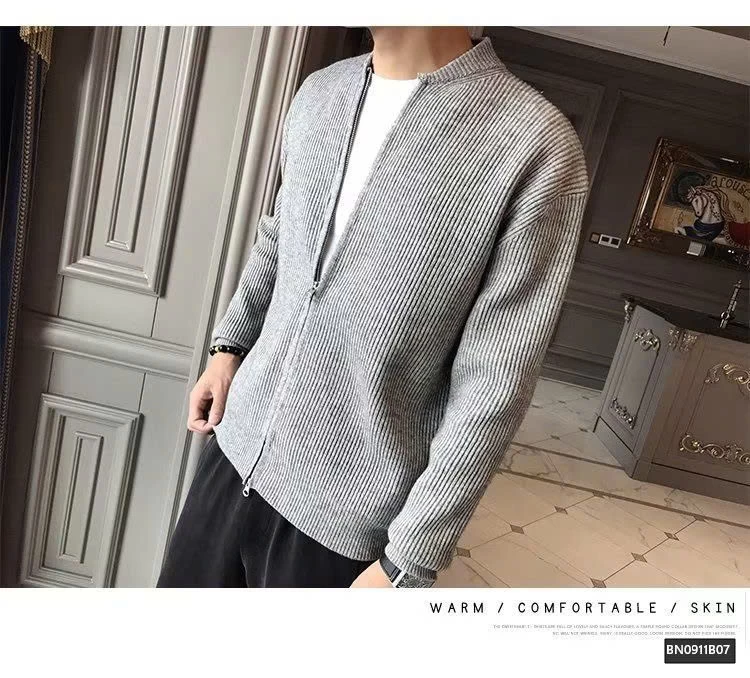 ÁO KHOÁC LEN GÂN TRƠN MÀU CỔ TRÒN