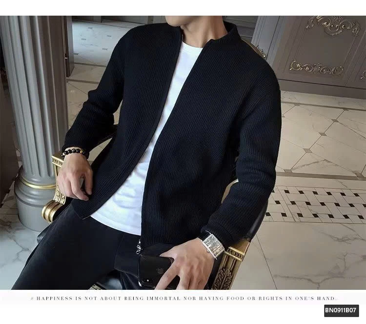 ÁO KHOÁC LEN GÂN TRƠN MÀU CỔ TRÒN