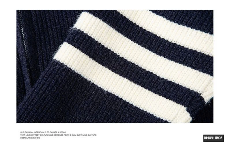 ÁO KHOÁC LEN NAM KÉO KHÓA KẺ TAY 3 SỌC