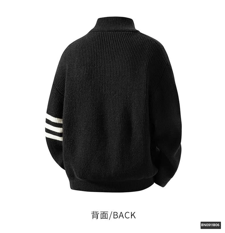 ÁO KHOÁC LEN NAM KÉO KHÓA KẺ TAY 3 SỌC