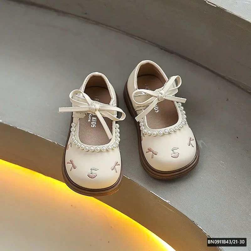 GIÀY DA PU THÊU NƠ ĐÍNH NGỌC