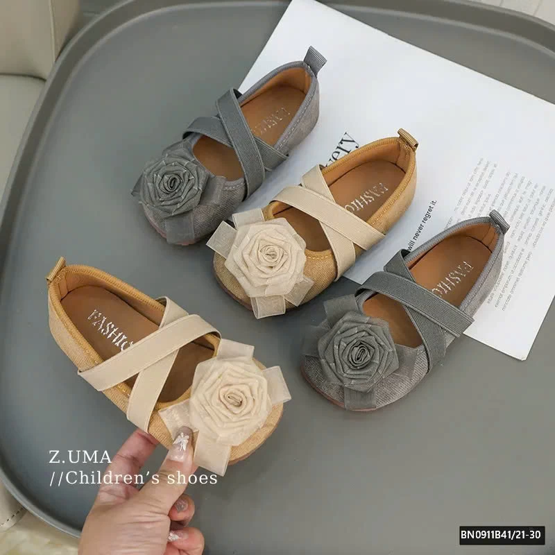 GIÀY DA LỘN ĐÍNH HOA HỒNG 3D