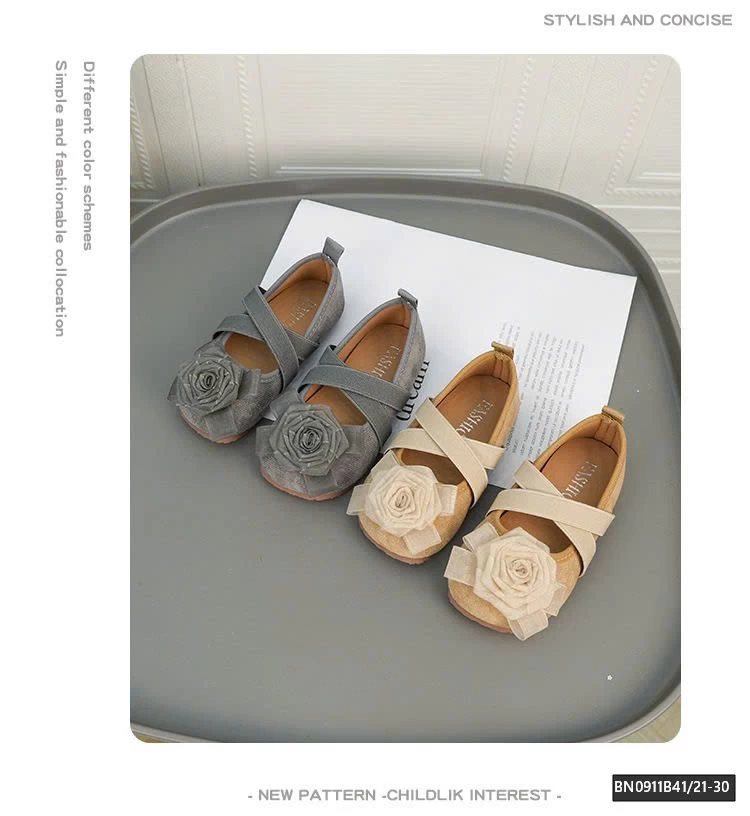 GIÀY DA LỘN ĐÍNH HOA HỒNG 3D