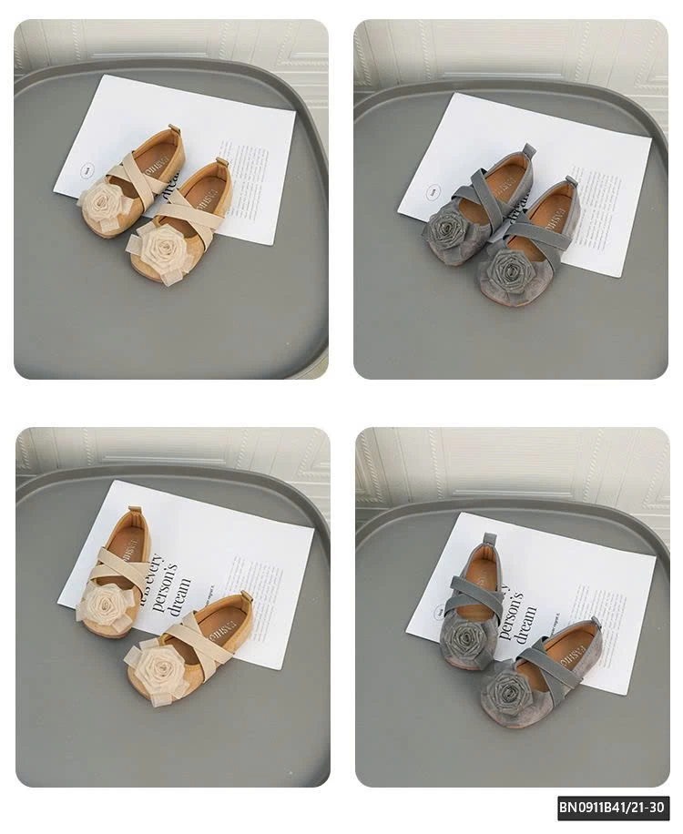 GIÀY DA LỘN ĐÍNH HOA HỒNG 3D