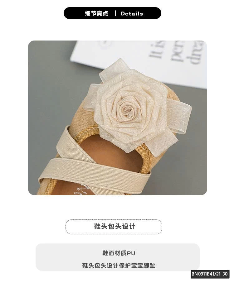 GIÀY DA LỘN ĐÍNH HOA HỒNG 3D