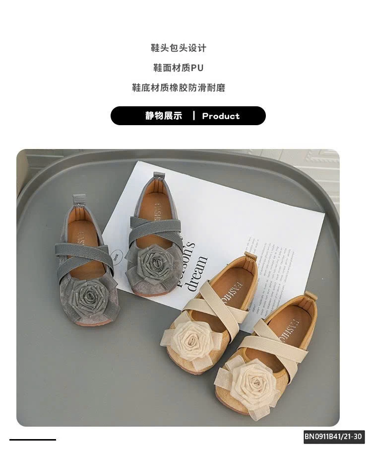 GIÀY DA LỘN ĐÍNH HOA HỒNG 3D