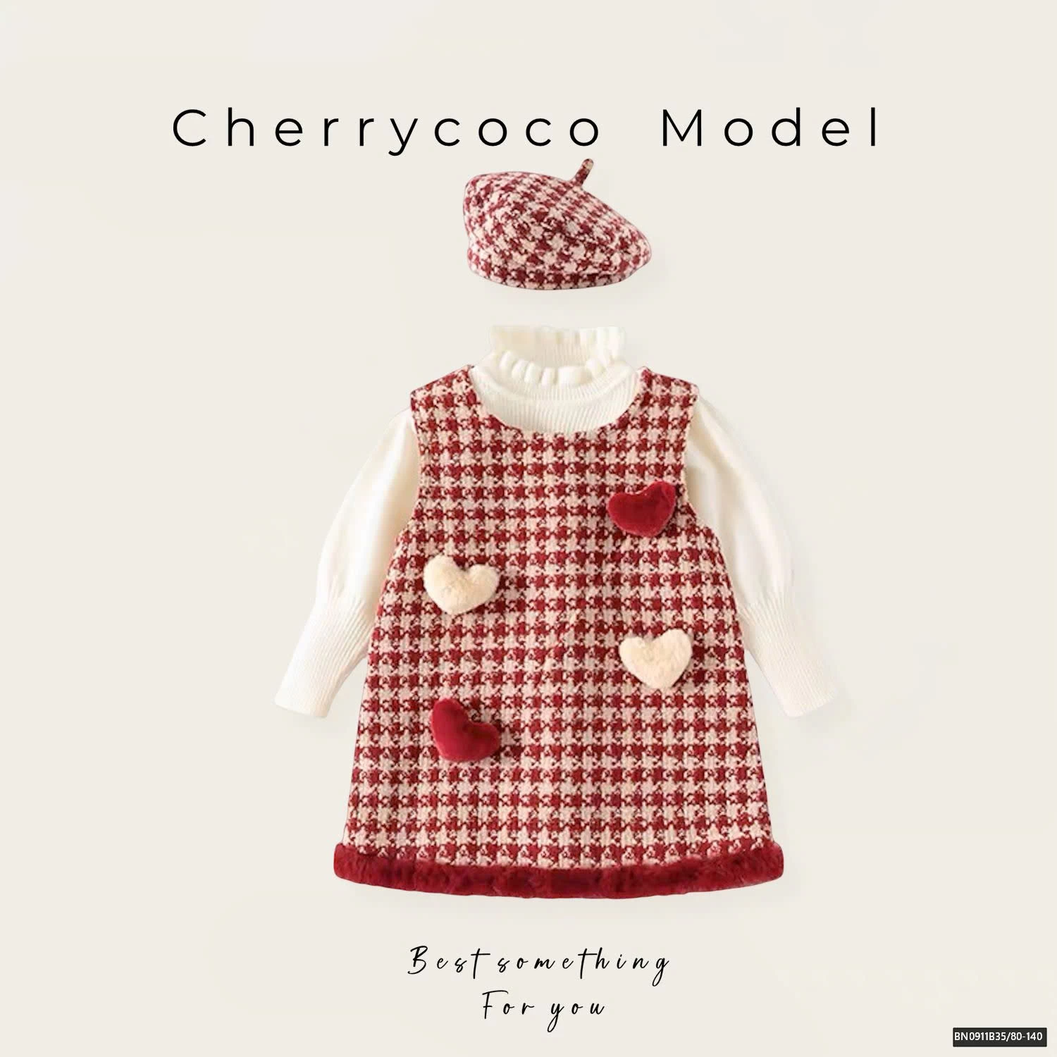 SET ĐẦM CARO GẮN TRÁI TIM CHERRYCOCO