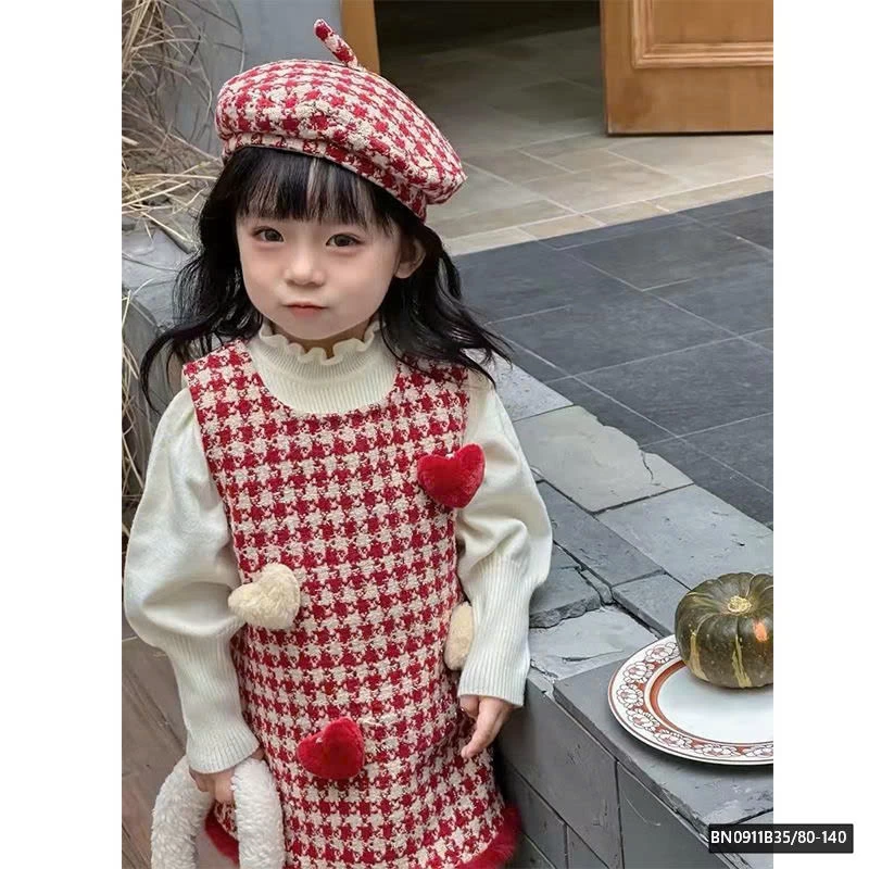 SET ĐẦM CARO GẮN TRÁI TIM CHERRYCOCO