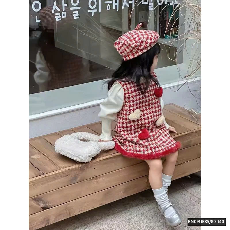 SET ĐẦM CARO GẮN TRÁI TIM CHERRYCOCO