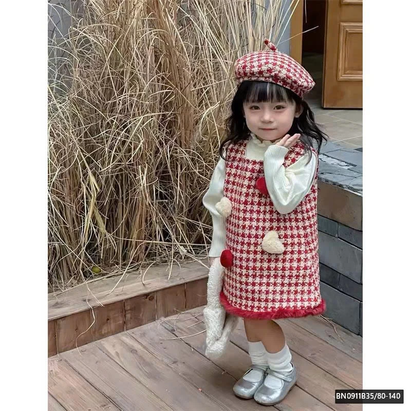 SET ĐẦM CARO GẮN TRÁI TIM CHERRYCOCO