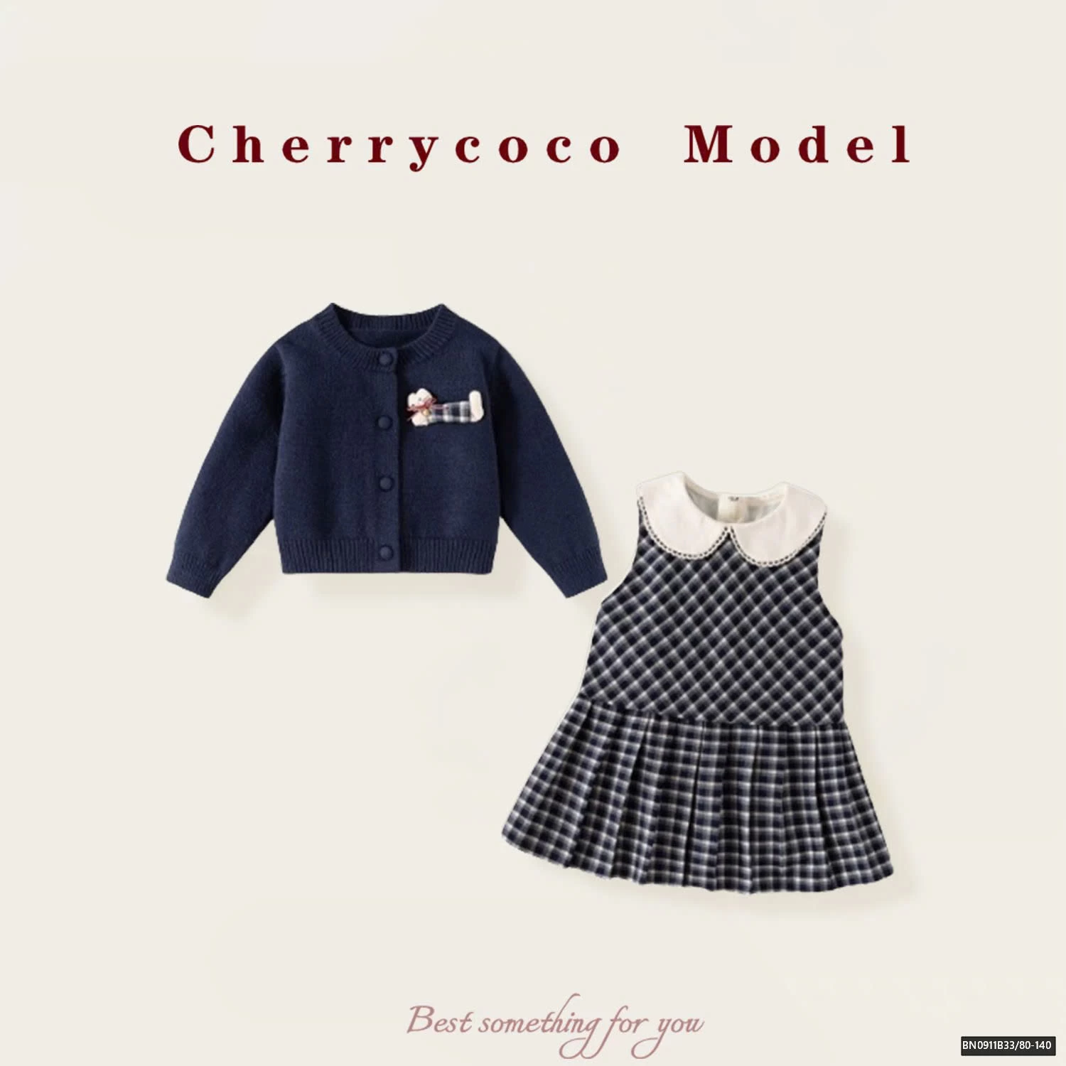 SET ÁO LEN CÚN MIX ĐẦM CARO CHERRYCOCO