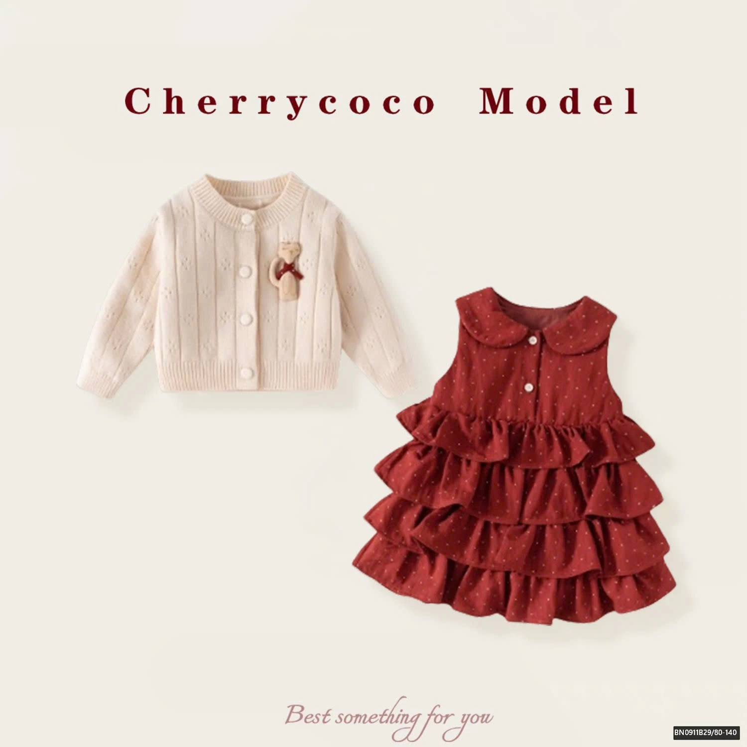 SET ÁO LEN GÂU MIX VÁY NHUNG SÁT NÁCH CHERRYCOCO