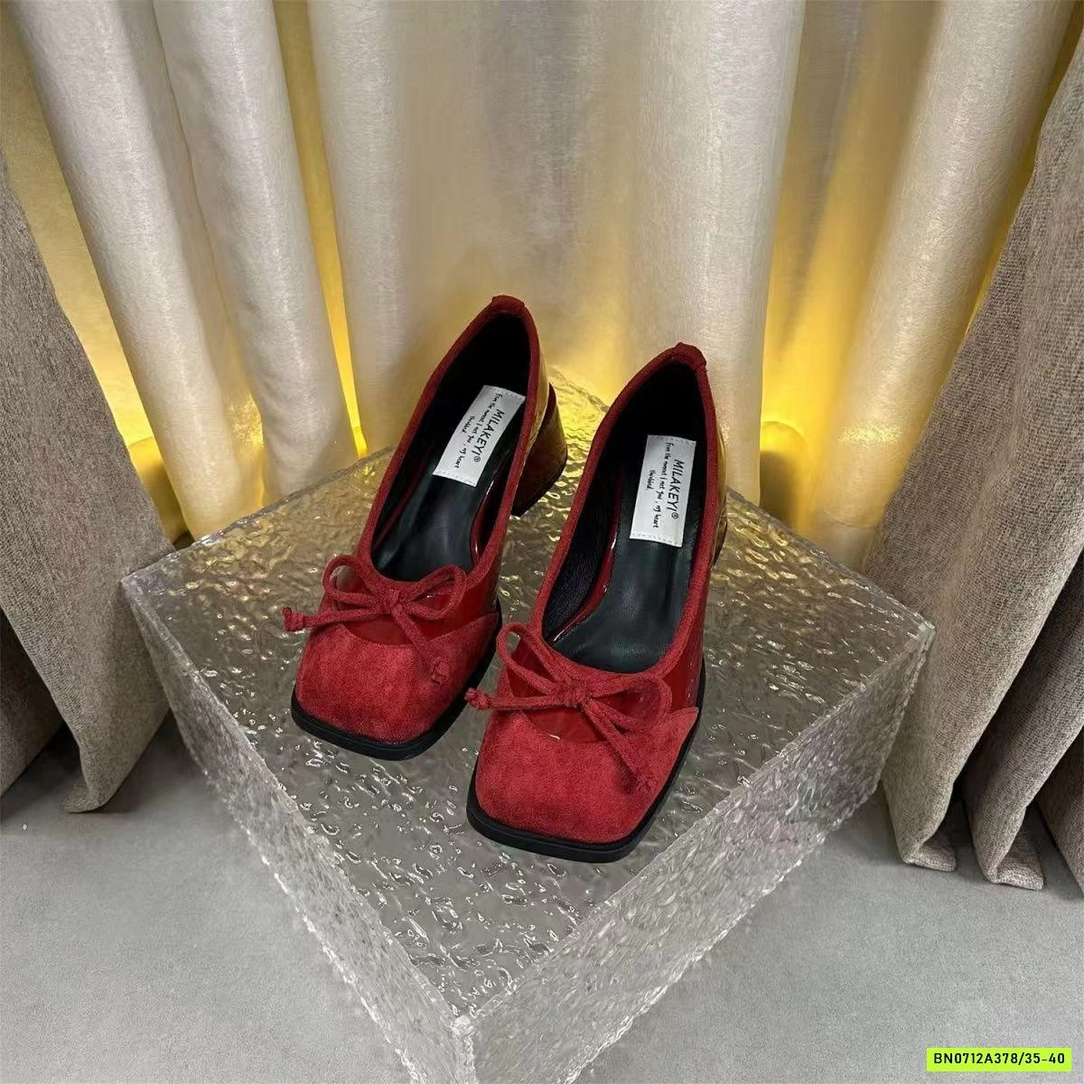 GIÀY DA LỘN MŨI VUÔNG CAO GÓT