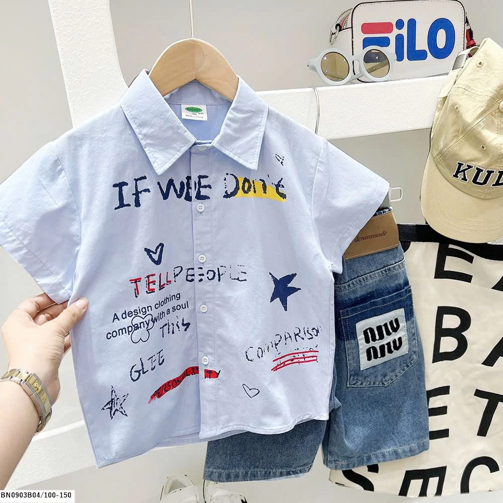 ÁO SƠ MI IN CHỮ CHO BÉ