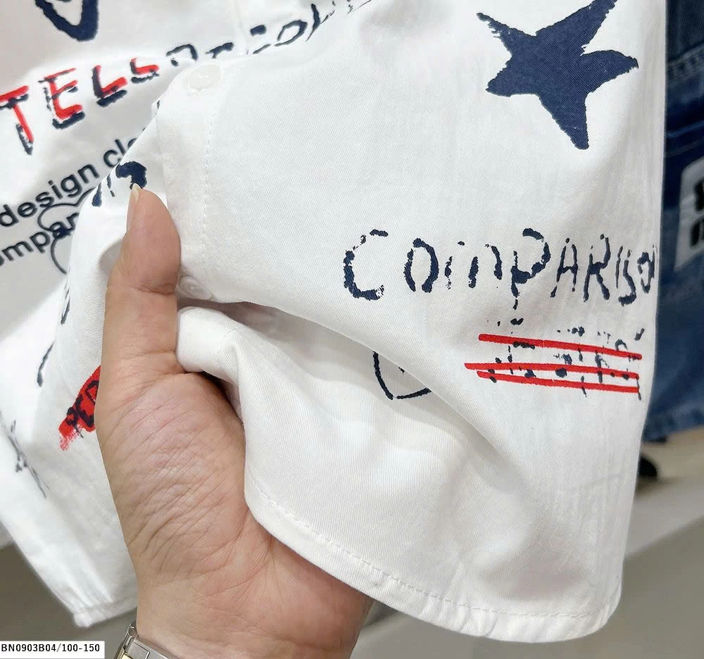 ÁO SƠ MI IN CHỮ CHO BÉ