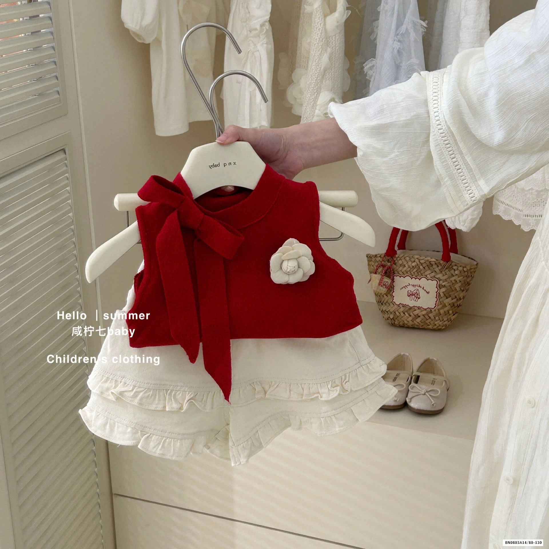 SÉT ÁO ĐỎ MIX SHORT TRẮNG