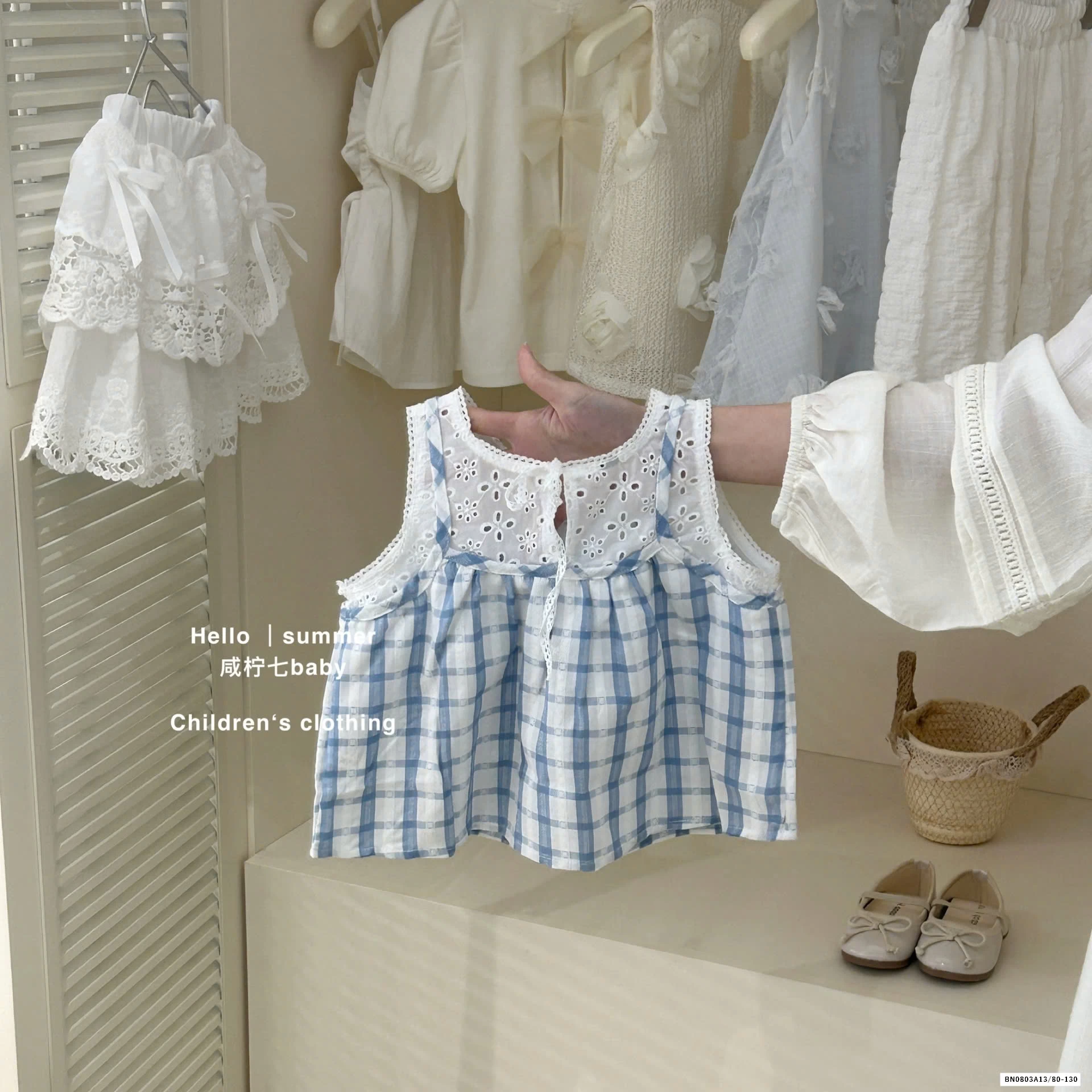 SÉT ÁO CAARO XANH CV TRẮNG