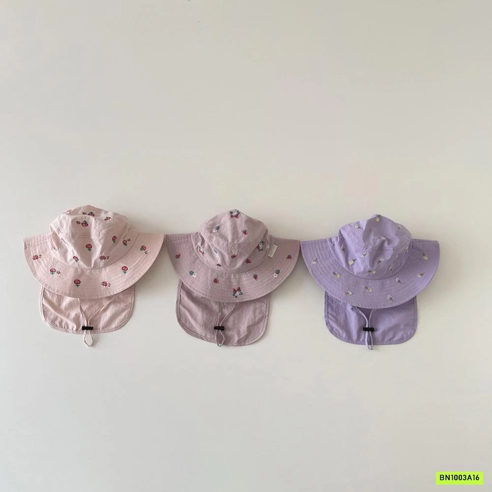 MŨ CHỐNG NẮNG KÈM VẠT CHE THÊU