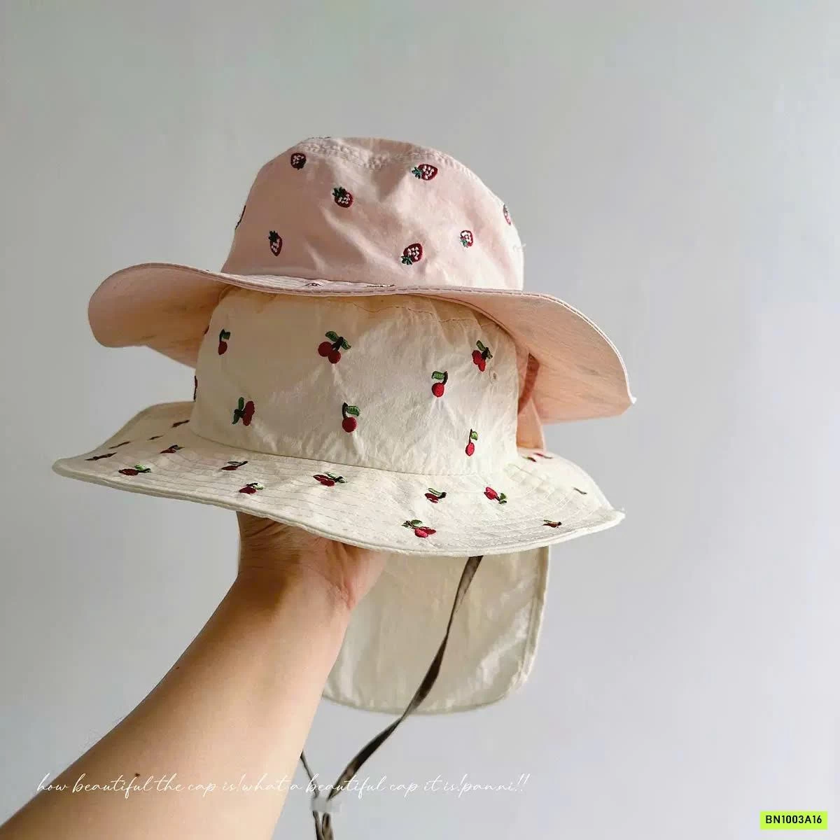 MŨ CHỐNG NẮNG KÈM VẠT CHE THÊU