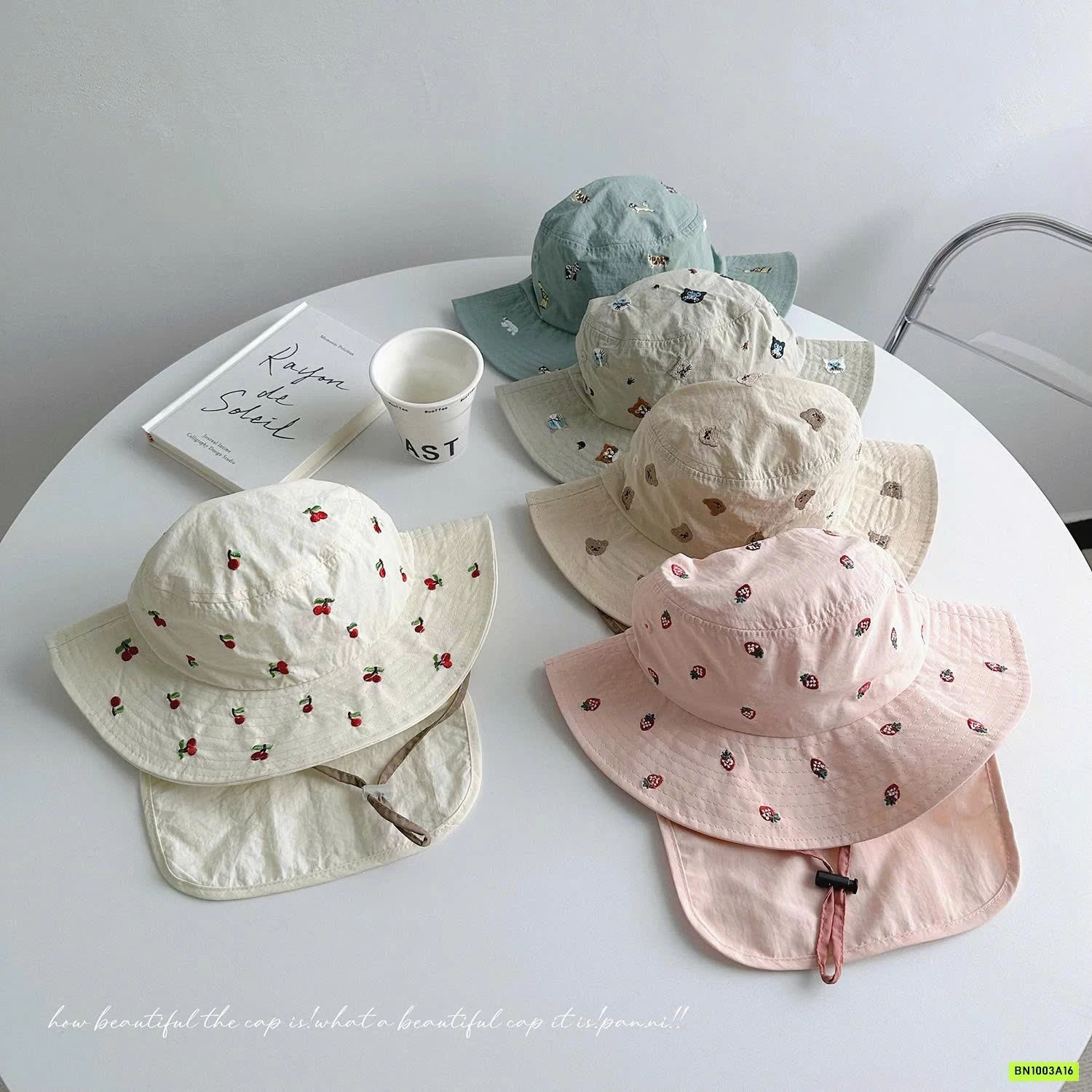 MŨ CHỐNG NẮNG KÈM VẠT CHE THÊU