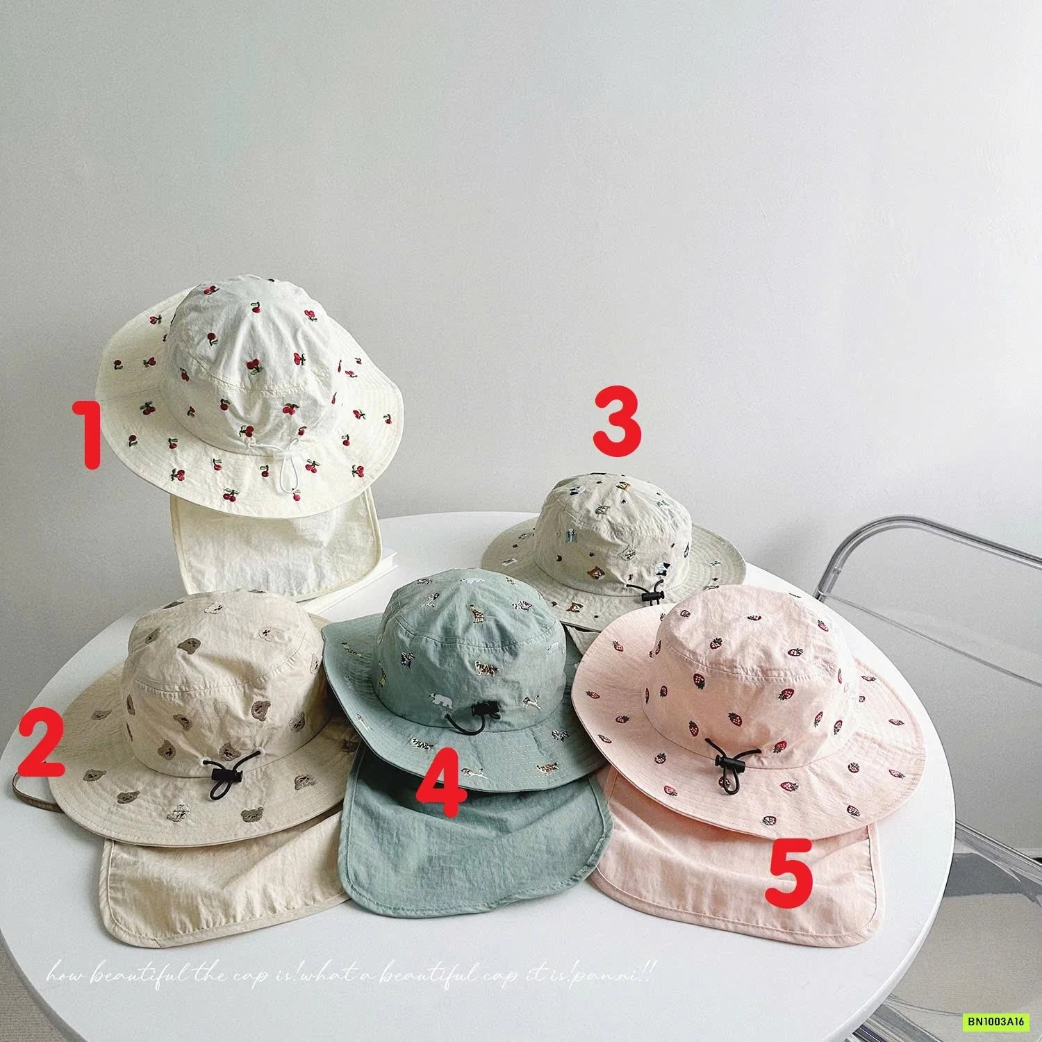 MŨ CHỐNG NẮNG KÈM VẠT CHE THÊU