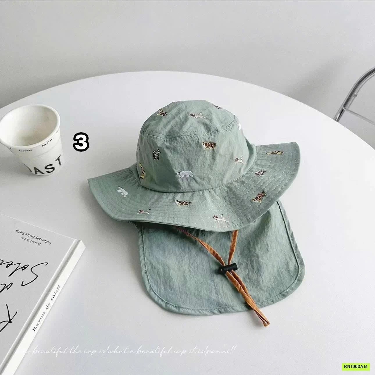 MŨ CHỐNG NẮNG KÈM VẠT CHE THÊU