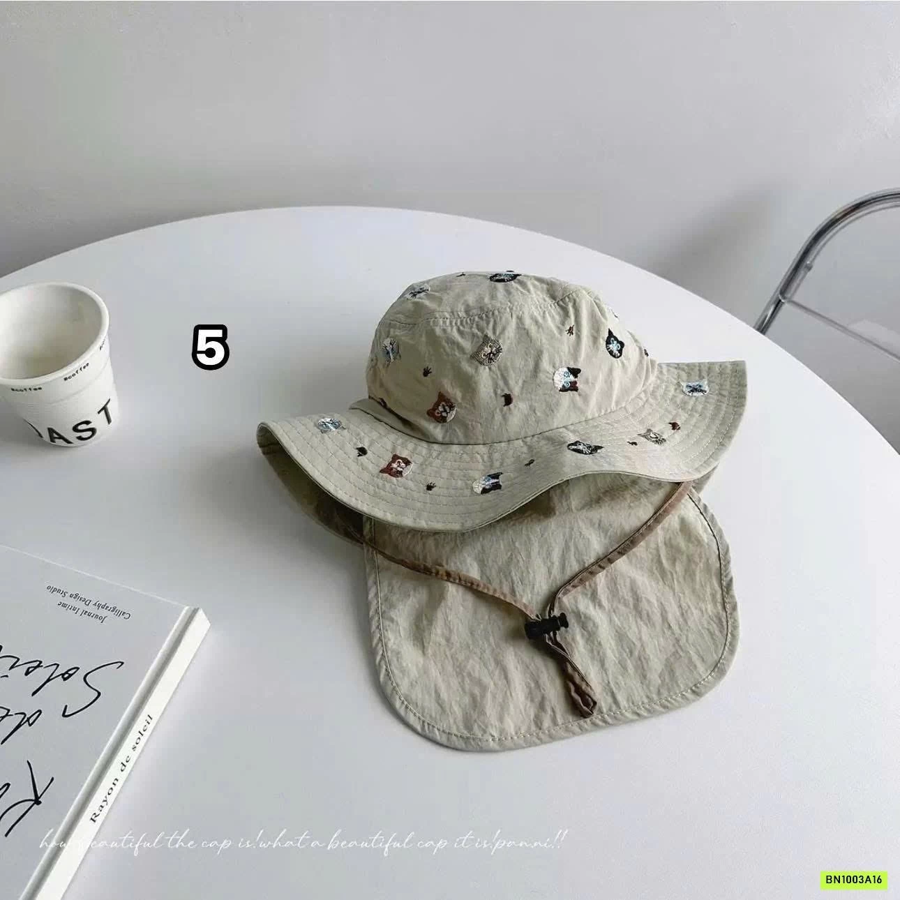 MŨ CHỐNG NẮNG KÈM VẠT CHE THÊU