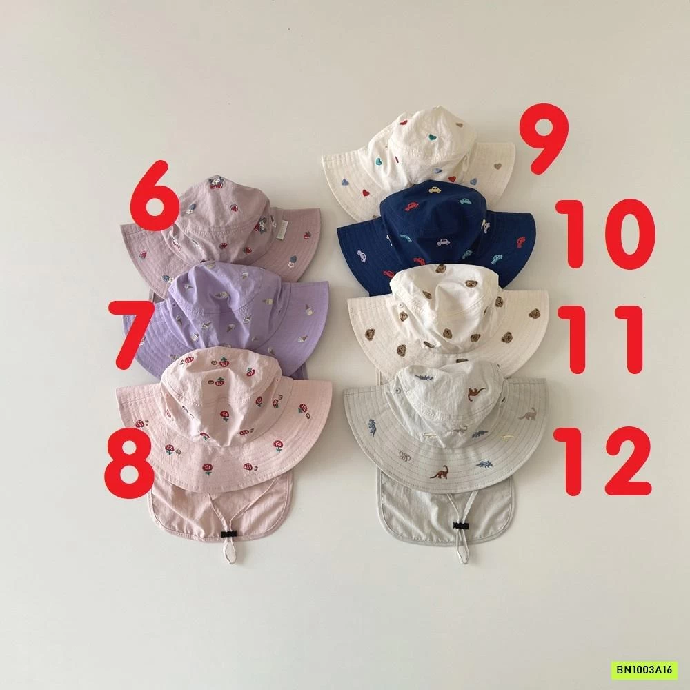 MŨ CHỐNG NẮNG KÈM VẠT CHE THÊU