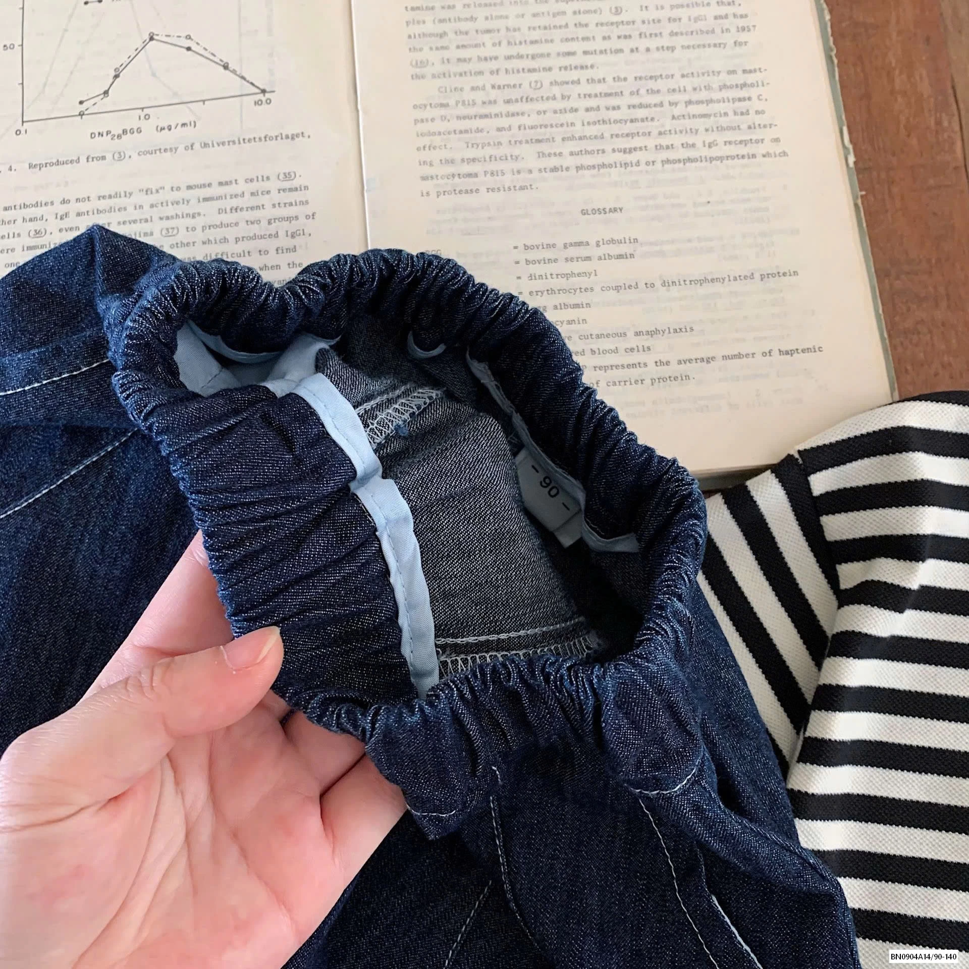 QUẦN BÍ JEANS VIỀN CHỈ NỔI