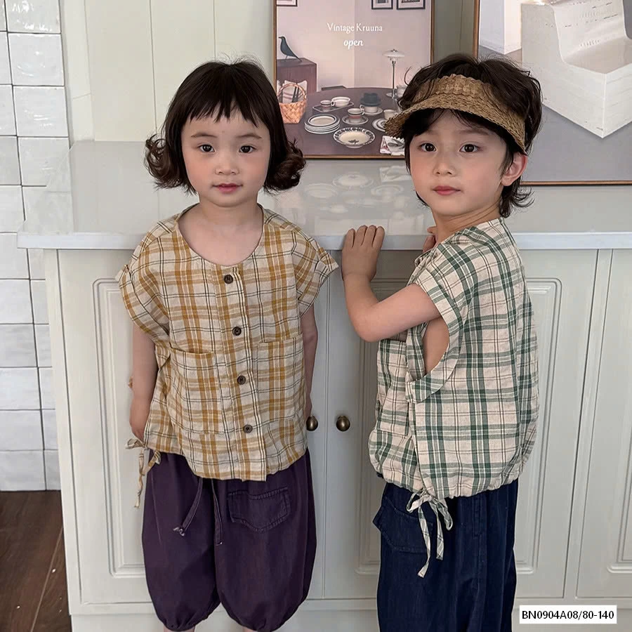 SƠ MI CARO MIX QUẦN BÍ TÚI TRƯỚC