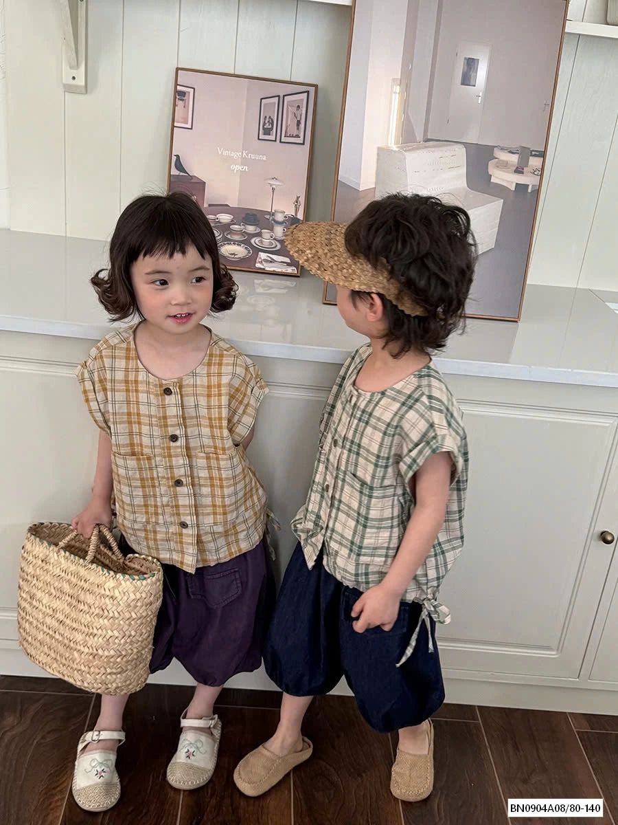 SƠ MI CARO MIX QUẦN BÍ TÚI TRƯỚC