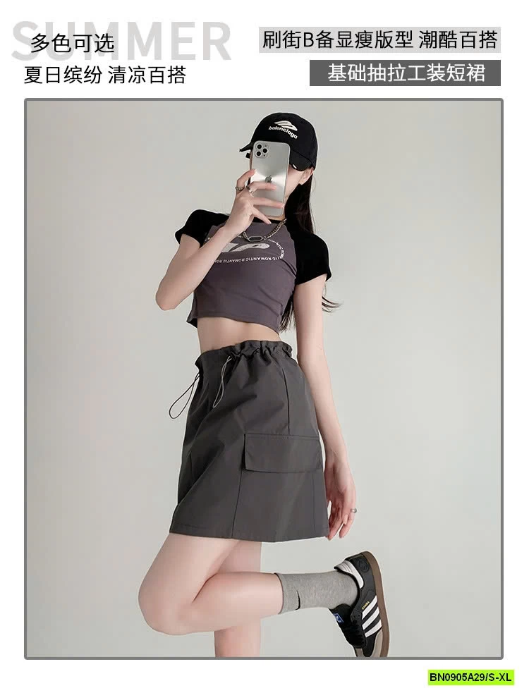 CHÂN VÁY CHỮ A RÚT EO