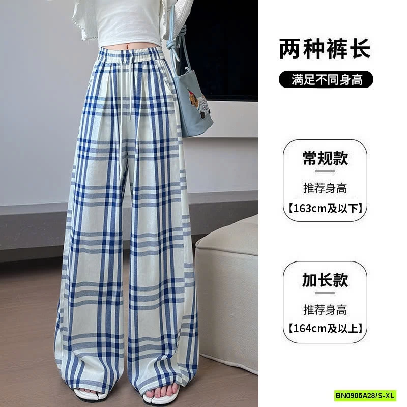 QUẦN ĐŨI ỐNG RỘNG CARO XANH